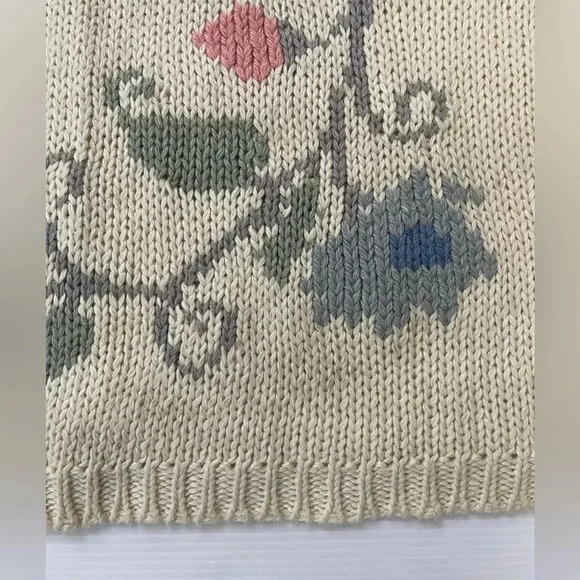 VTG Hand knit For Jack Winter Floral Knit Lace Collar Sweater Size L - Picture 6 of 9
